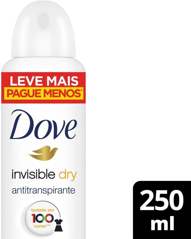 Dove Desodorante Antitranspirante Aerossol Invisible Dry 250 ML, Leve Mais e Pague Menos na Amazon