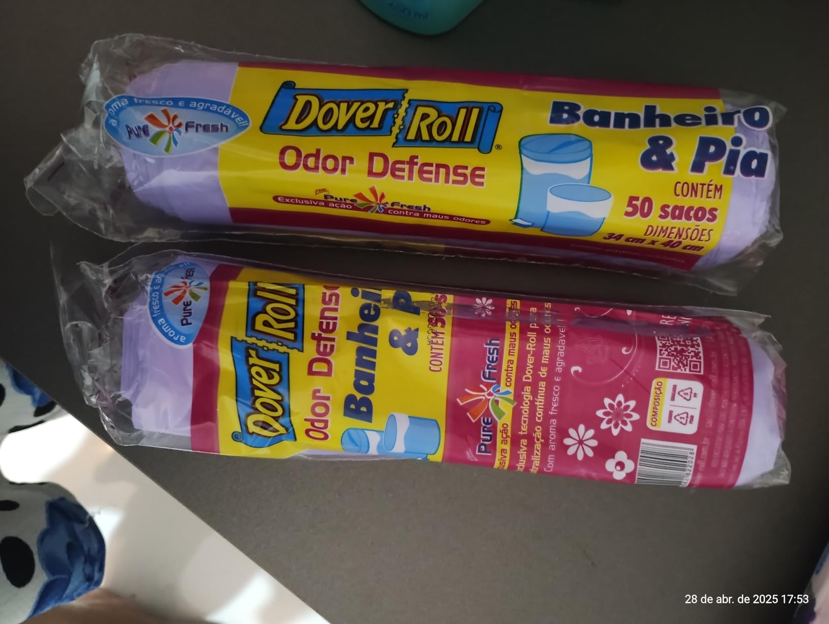 Dover-Roll Odor Defense Banheiro & Pia Lilás, Rolo com 50 Sacos para Lixo Pure Fresh na Amazon