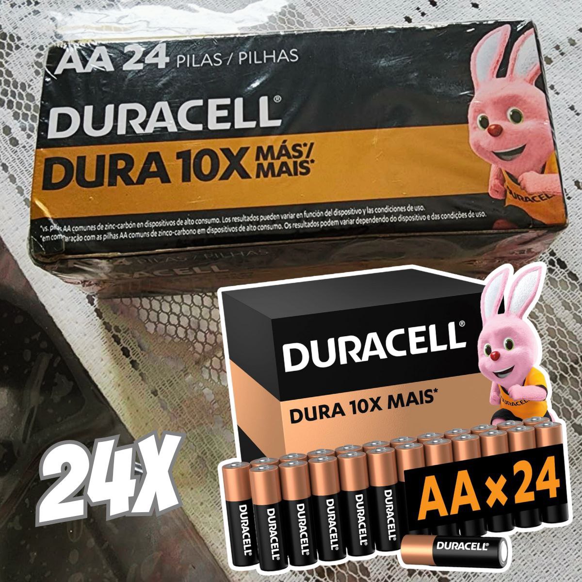 Duracell Pilha Alcalina AA Pequena Com 24 Unidades na Amazon