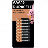 DURACELL - Pilha Alcalina AAA, Palito Com 16 Unidades na Amazon