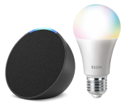 Echo Pop | Smart speaker compacto com som envolvente e Alexa | Cor Preta+ Lâmpada Elgin 10W na Amazon