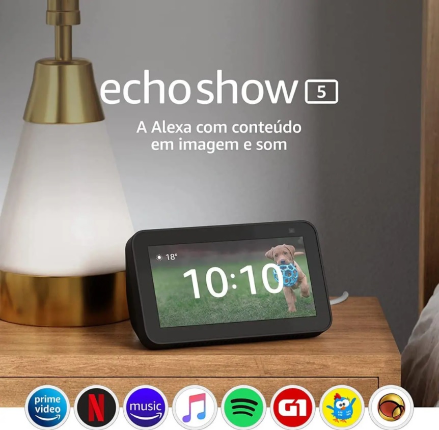 Echo Show 5 (2ª Geração): Smart Display de 5″ com Alexa e câmera de 2 MP – Cor Azul na Amazon