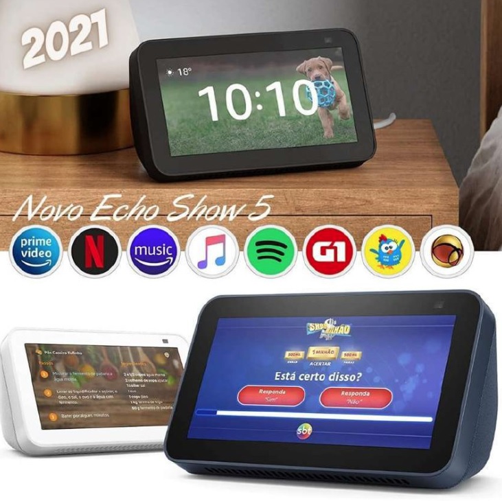 Echo Show 5 (2ª Geração): Smart Display de 5″ com Alexa e câmera de 2 MP – Cor Preta na Amazon
