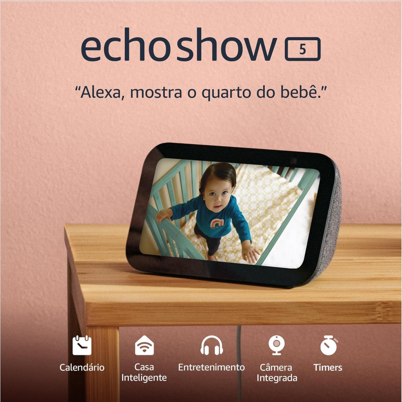 Echo Show 5 (Última geração) | Smart display com Alexa, graves 2x mais potentes e som mais nítido | Cor Preta na Amazon