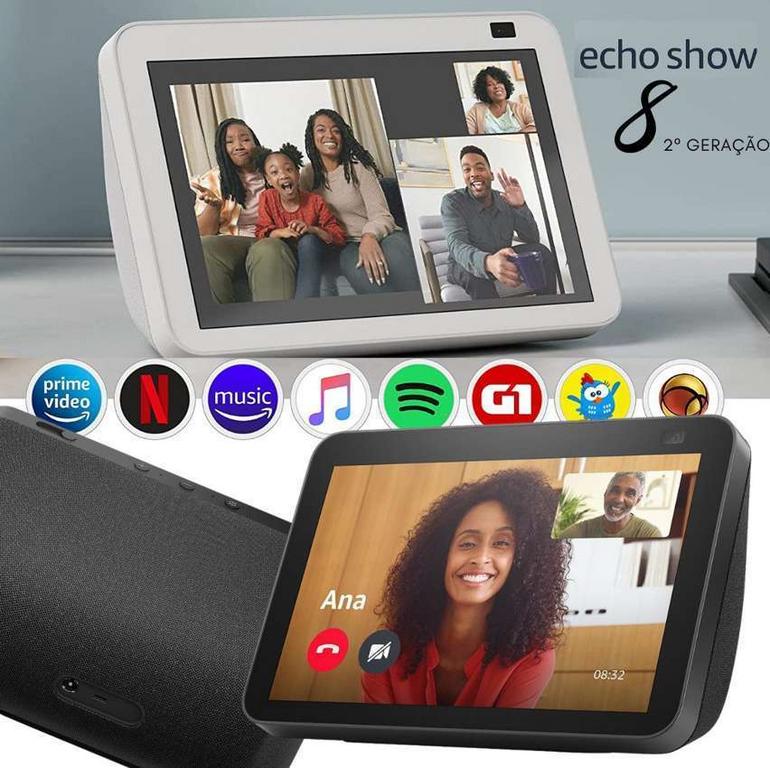 Echo Show 8 (2ª Geração): Smart Display HD de 8″ com Alexa e câmera de 13 MP na Amazon