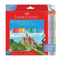 Ecolapis De Cor, Faber-Castell, 120124+4P, Com + 4 Pastel, Estojo Com 24 Cores, Multicor na Amazon