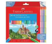 Ecolapis de cor, Faber-Castell, 120124+4P, Com + 4 pastel, estojo com 24 cores na Amazon