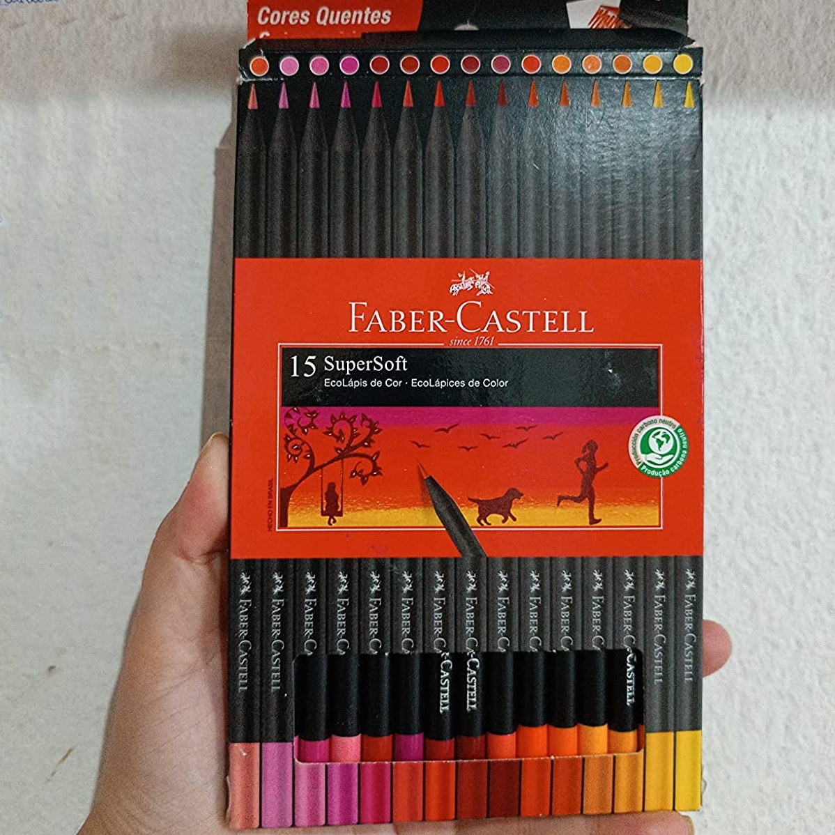 Ecolápis de cor, Faber-Castell, supersoft, 120715SOFTCQ, 15 cores tons quentes, Multicor na Amazon