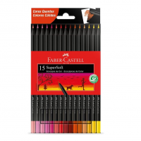 Ecolápis De Cor, Faber-Castell, Supersoft, 120715SOFTCQ, 15 Cores Tons Quentes, Multicor na Amazon