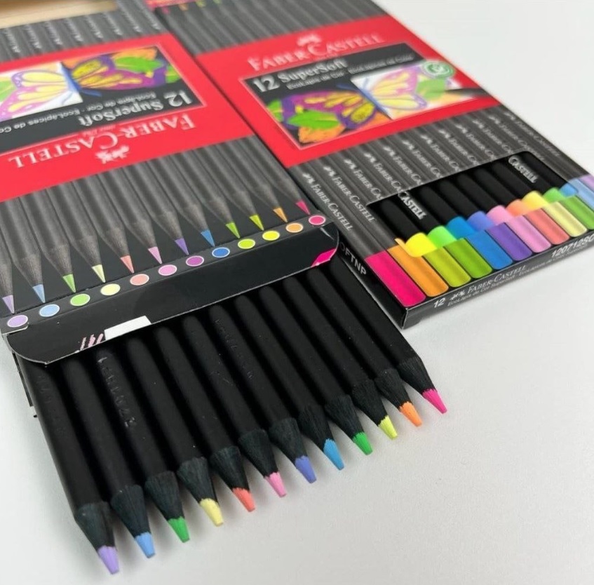 EcoLápis de Cor Supersoft 6 Neon + 6 Pastel, Faber-Castell, 120712SOFTNP, Supersoft, Multicolorido, 12 Contagem (Pacote de 1) na Amazon