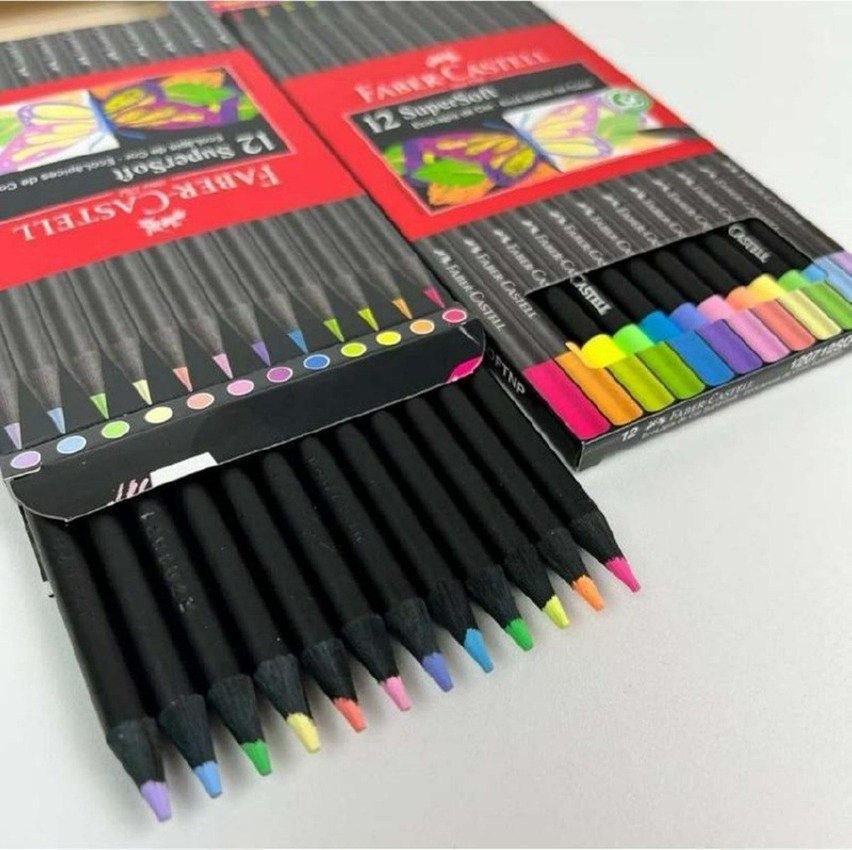 EcoLápis de Cor Supersoft 6 Neon + 6 Pastel, Faber-Castell, 120712SOFTNP, Supersoft, Multicolorido, 12 Contagem (Pacote de 1) na Amazon