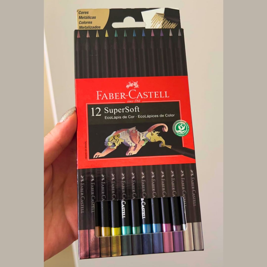 EcoLápis de Cor SuperSoft Cores Metálicas, Faber-Castell, 12 Cores, 1 Cartela – 120712SOFTMET na Amazon