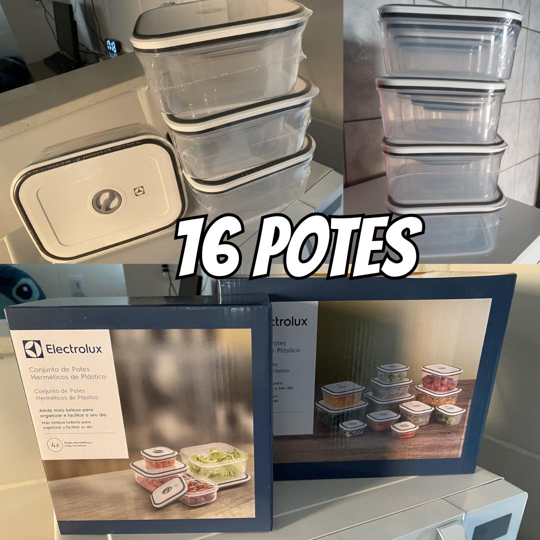 Electrolux Kit 16 Potes Herméticos de Plástico Retangular na Amazon