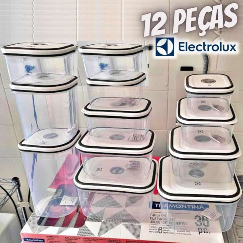 Electrolux, Pote Hermetico, 12 unidades, A23122901, cinza na Amazon