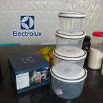 Electrolux – Kit Potes de Plástico Hermético, Redondo, Transparente/Branco, 4 unidades na Amazon
