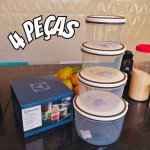Electrolux – Kit Potes de Plástico Hermético, Redondo, Transparente/Branco, 4 unidades na Amazon