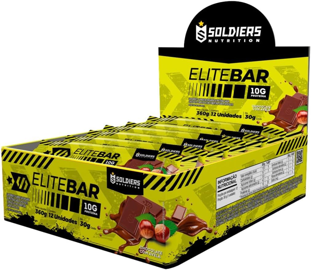 Elitebar 30g Barra De Proteína CX 12 UN – Soldiers Nutrition Chocolate C/Avelã na Amazon