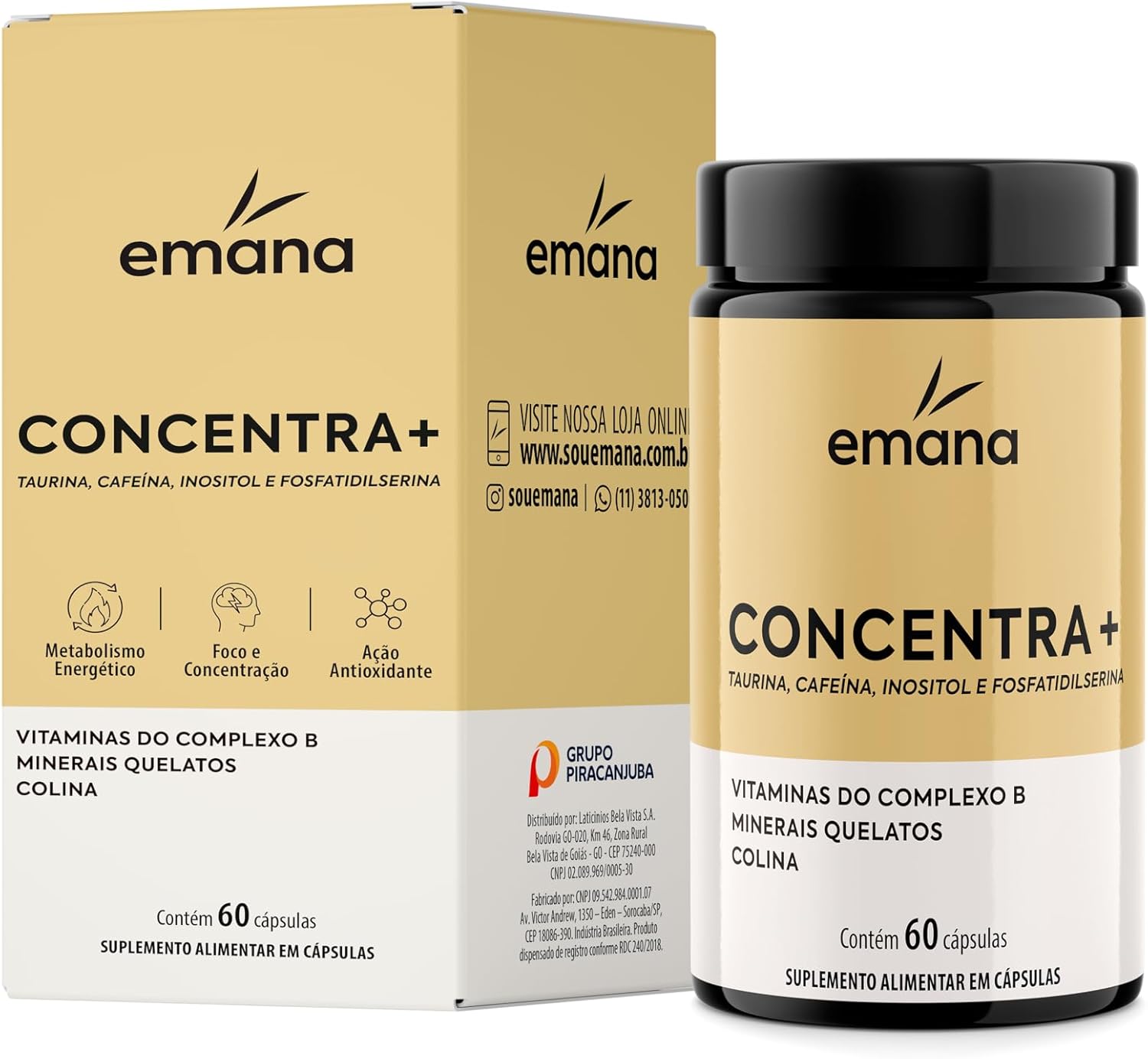 Emana Concentra+ com Vitaminas do Complexo B – 60 Cápsulas na Amazon