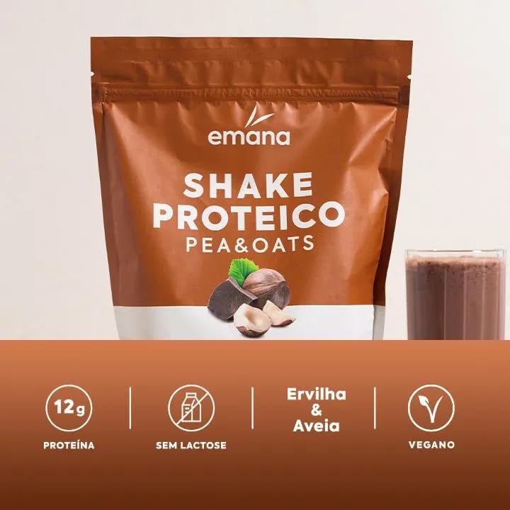 Emana Suplemento Alimentar em pó Shake Proteico Vegetal Sabor Chocolate com Avelã – 450g na Amazon