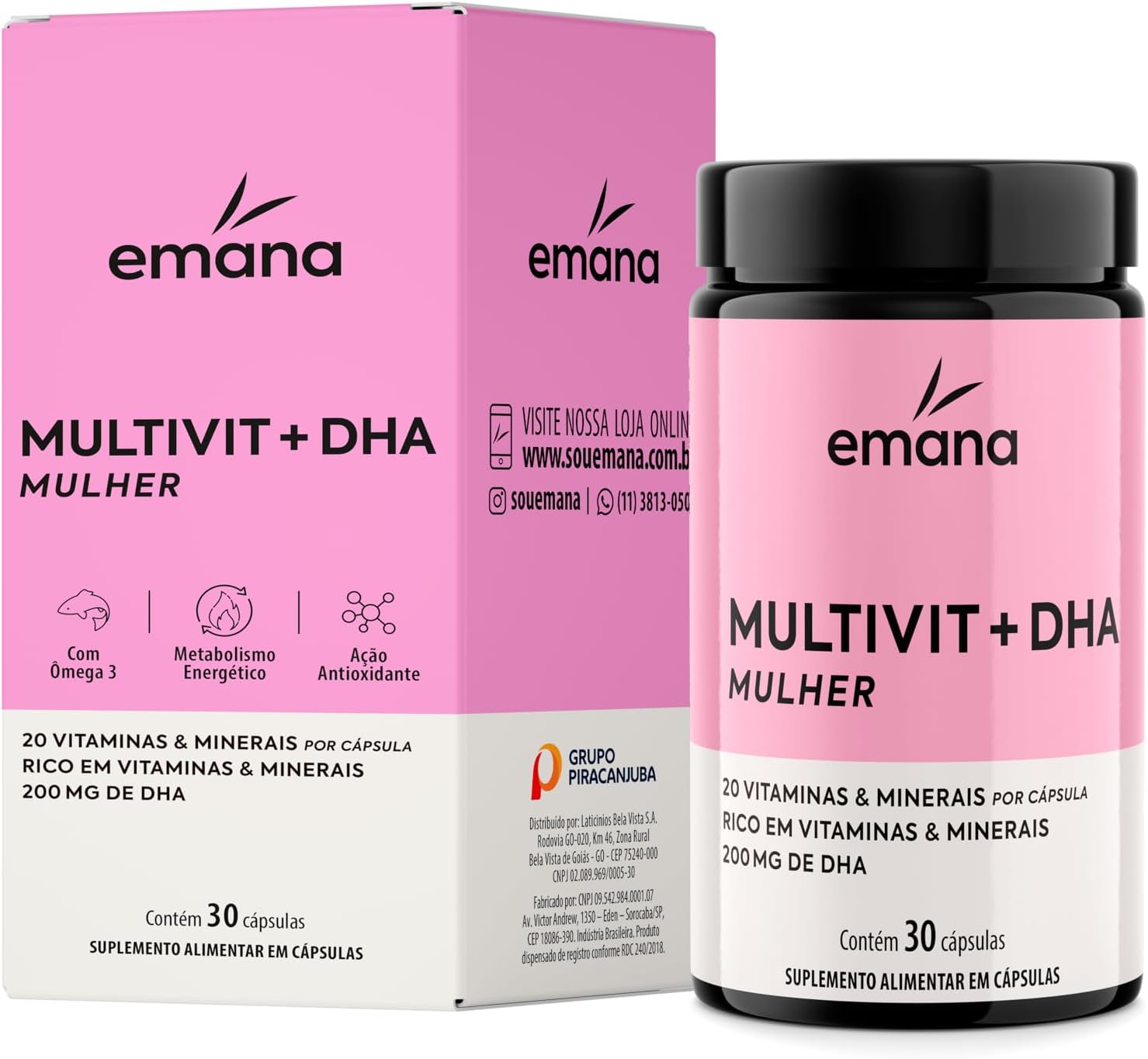 Emana Suplemento Vitamínico Multivit + DHA Mulher – 30 Cápsulas na Amazon