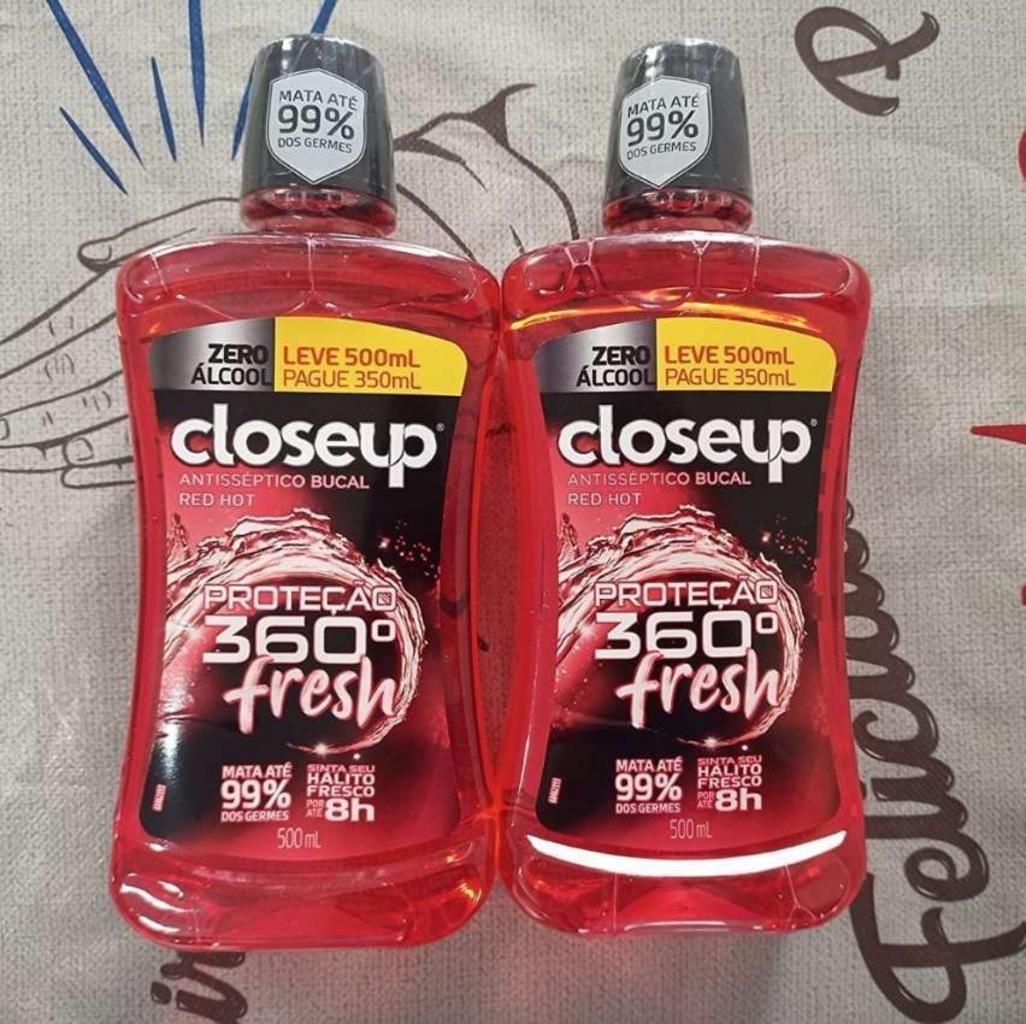 Enxaguante Bucal Antisséptico Zero Álcool Red Hot Closeup Proteção 360° Fresh Frasco Leve 500ml Pague 350ml, Close Up na Amazon