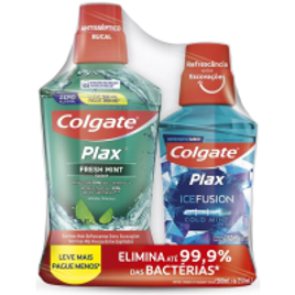 Enxaguante Bucal Colgate Plax Fresh Mint 500ml + Plax Ice Fusion 250ml na Panvel Farmácias