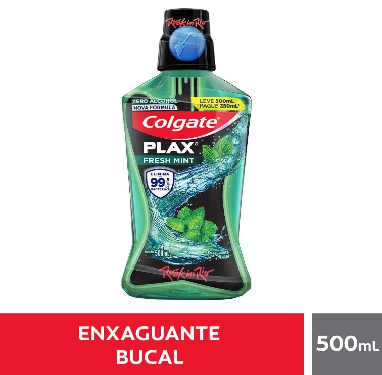 Enxaguante Bucal Colgate Plax Fresh Mint 500Ml Promo Leve 500Ml Pague 350Ml na Amazon