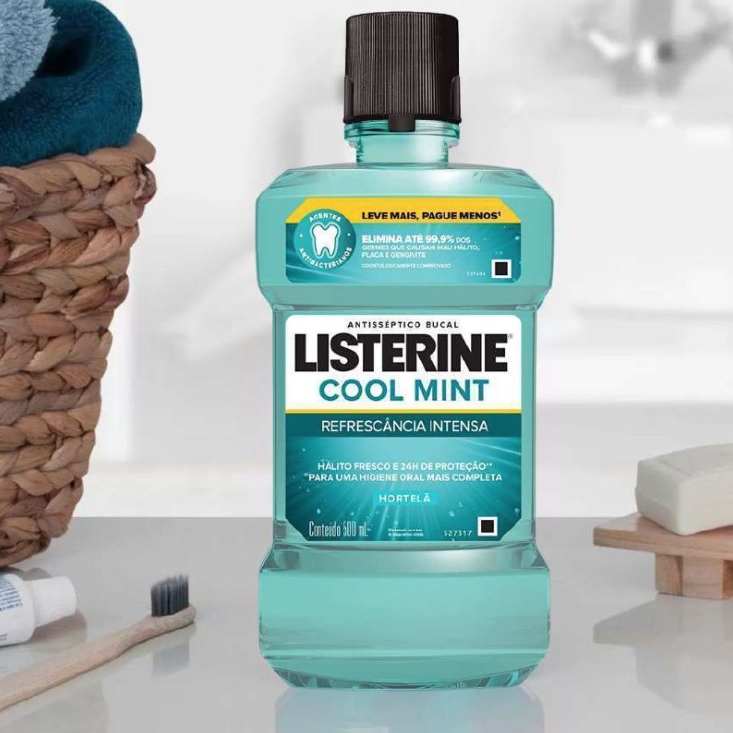 Enxaguatório Bucal Cool Mint, Listerine, L 500Ml P 350Ml na Amazon