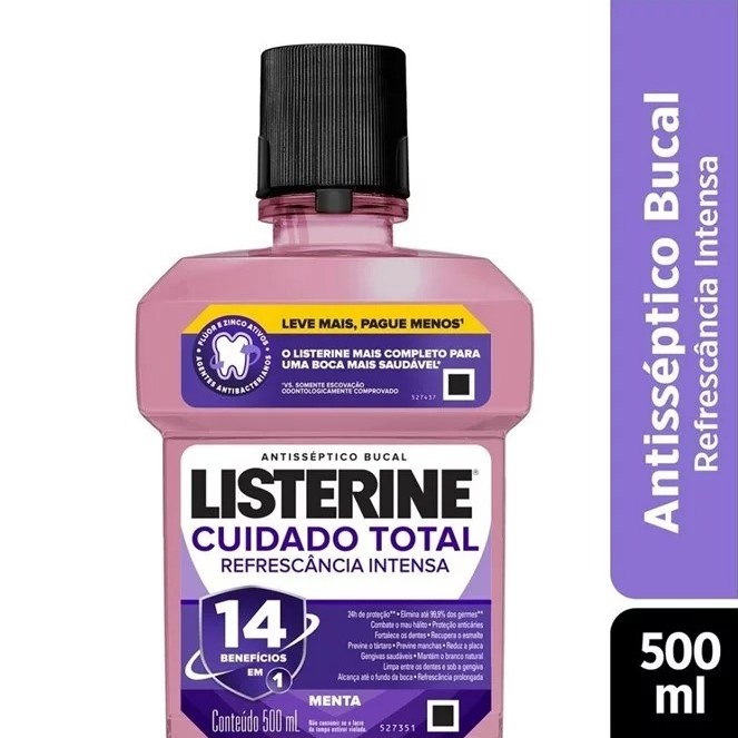 Enxaguatório Bucal Cuidado Total, Listerine, 500Ml na Amazon