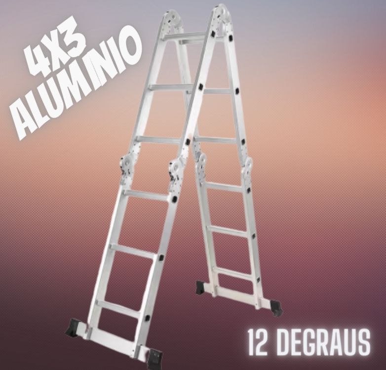 Escada Articulada Multifuncional 4×3 Alumínio Fortt 12 Degraus 3.34m – EAM4X3 na Casas Bahia