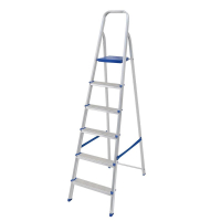 Escada Mor 5104 Alumínio Com 6 Degraus, Dobrável E Com Fita De Segurança na Casas Bahia