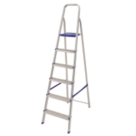 Escada Mor 5104 em Alumínio c 6 Degraus e Fita de Segurança na Casas Bahia