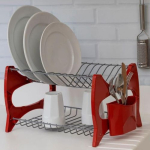 Escorredor de louça Aramado Future para 13 pratos com porta talher Metalic com Vermelho na Amazon