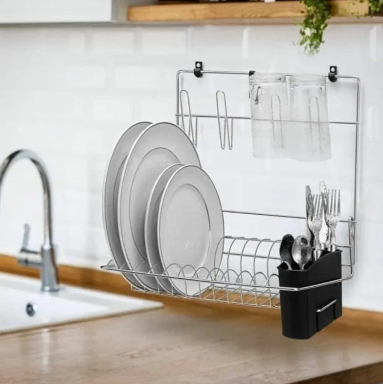 Escorredor De Parede Com Porta Talher, 32.5cm, Cromado, Arthi na Amazon