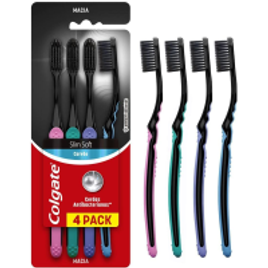 Escova de Dente Colgate Slim Soft Black - 4 Unidades na Amazon