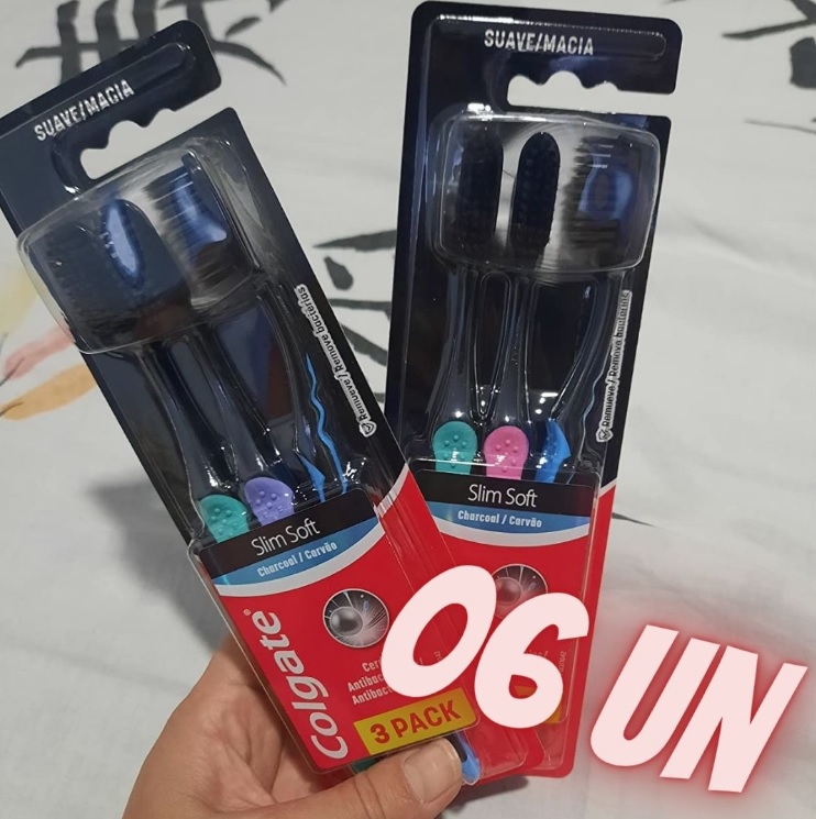 Escova de Dente Colgate Slim Soft Black 6 unid, Modelo: 61031393, Cor: Preto na Amazon