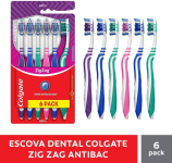 Escova de Dente Colgate Zig Zag Antibac 6 unid, Modelo: 61023926, Cor: Multicolorido na Amazon