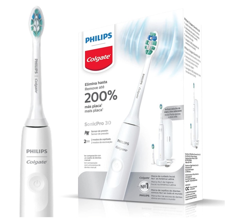 Escova de dente Elétrica Philips Colgate SonicPro 30 recarregável bivolt na Amazon