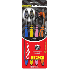 Escova Dental Colgate Zigzag Carvão CN07784A - 4 Unidades na Amazon