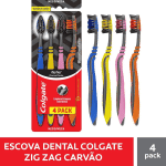Escova Dental Colgate ZigZag Carvão – 4 unidades na Amazon