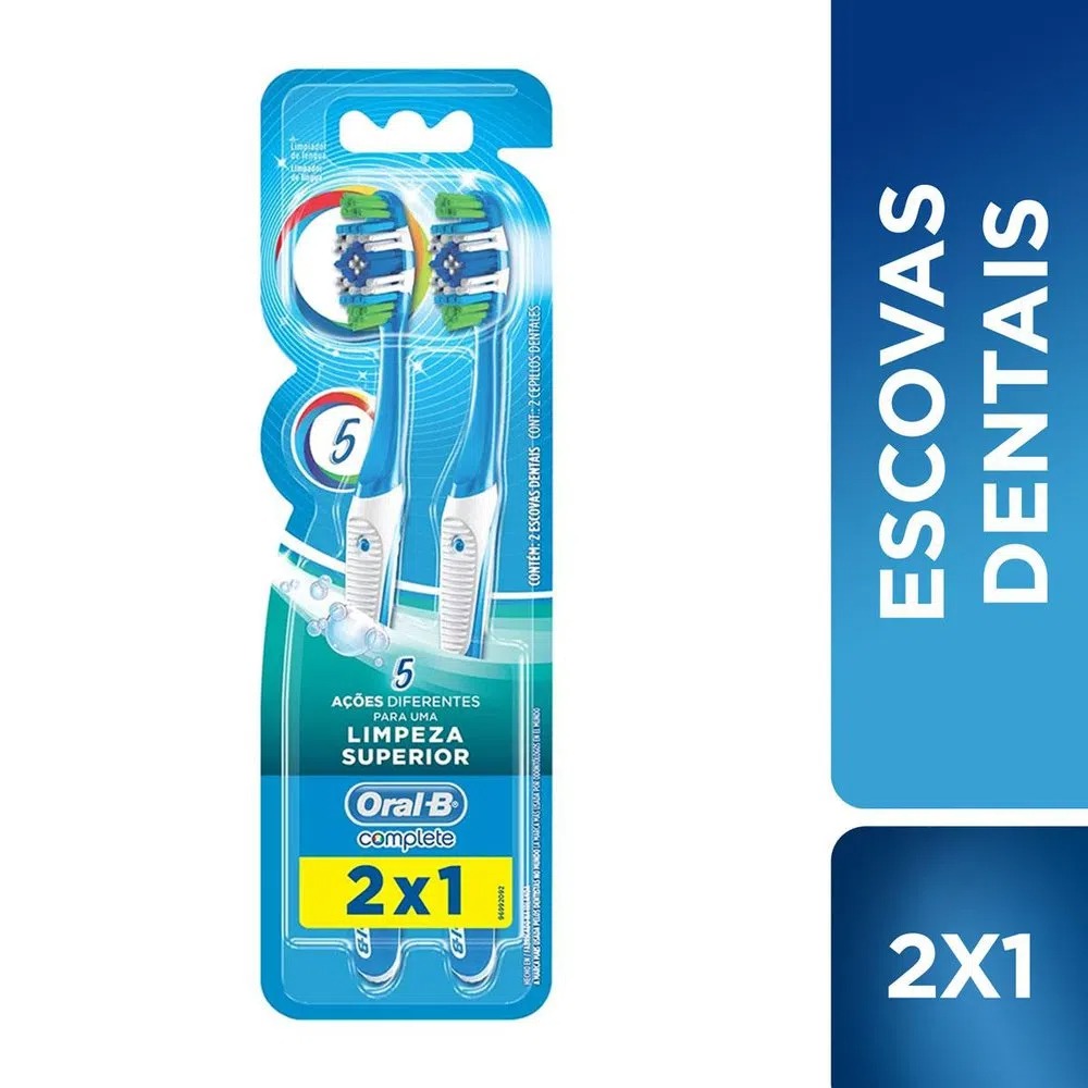 Escova Dental Oral-B Complete 5 Ações de Limpeza 40 Macia – 2 Unidades na Amazon