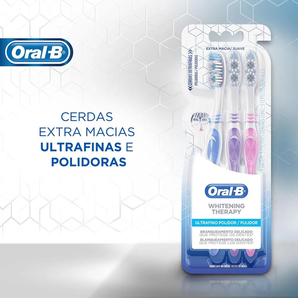 Escova Dental Oral-B Whitening Therapy Ultrafino Polidor 3 unidades, Oral B na Amazon