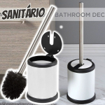 Escova e suporte para vaso sanitário Bath Bliss, tampa com fechamento automático, branco na Amazon