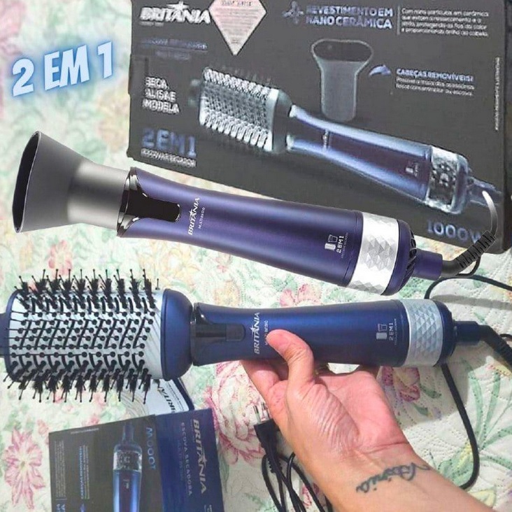 Escova Secadora Britânia BES10 Nano Ceramic com Cabo Giratório 1000W – Azul na Casas Bahia
