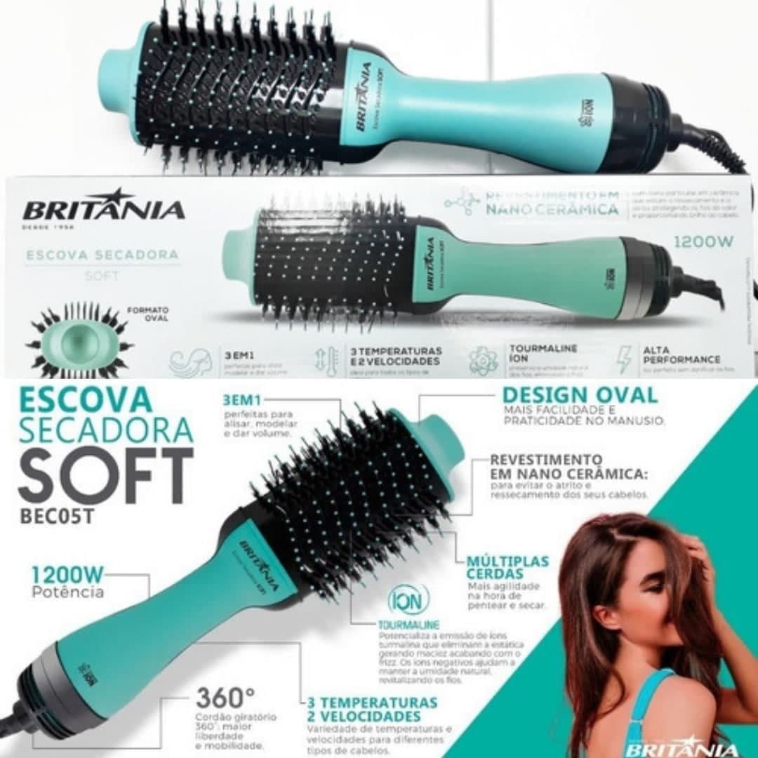 Escova Secadora Britânia Soft BEC05T 3 em 1 1200W na Casas Bahia