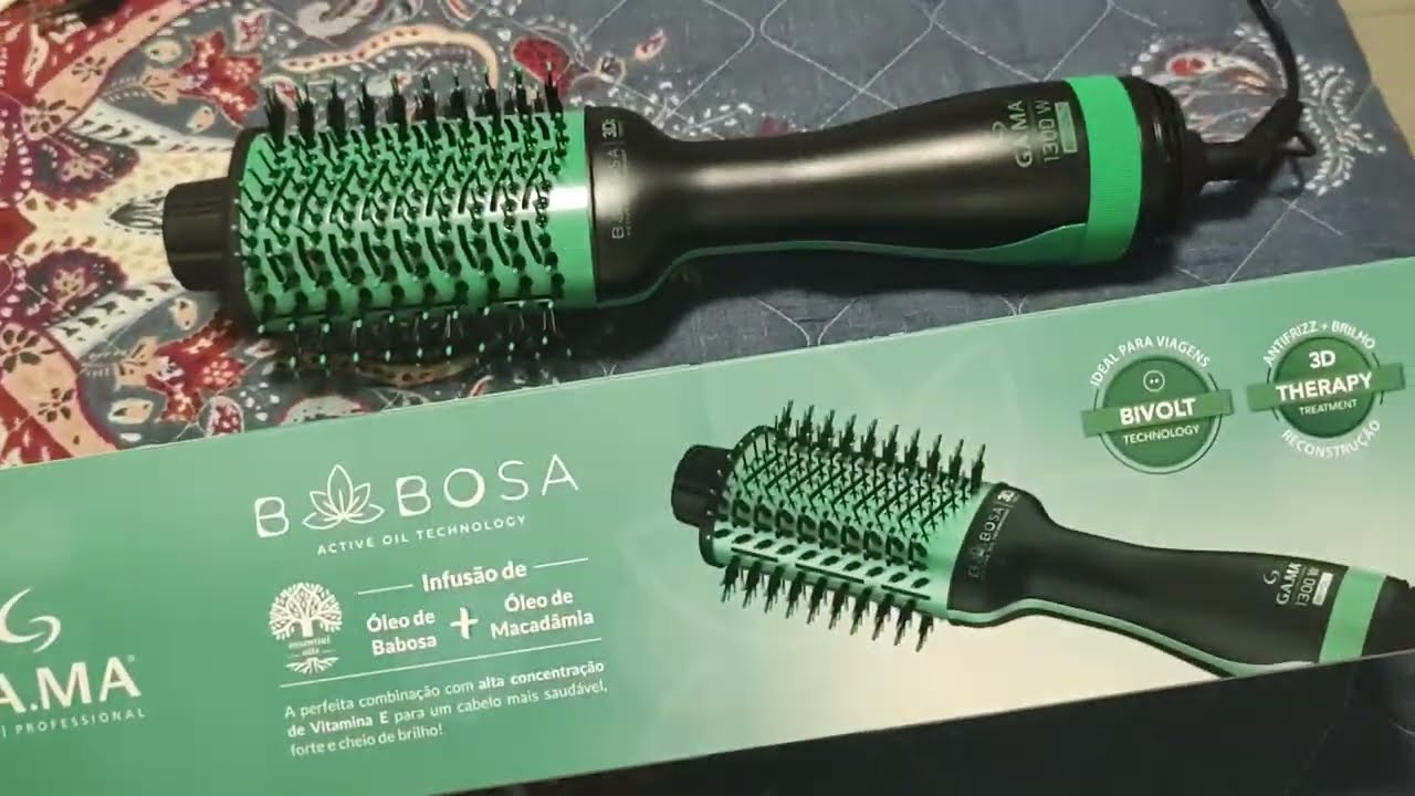 Escova Secadora GA.MA Italy Babosa Brush 3D 1200/1300W Preta/Verde – Bivolt na Casas Bahia