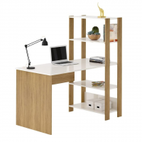 Escrivaninha Com Estante Lateral Match Cor Off White/Carvalho - Artely na Amazon