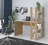 Escrivaninha com Estante Lateral MATCH cor Off White/Carvalho – Artely na Amazon
