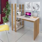 Escrivaninha com Estante Lateral MATCH cor Off White/Carvalho – Artely na Amazon