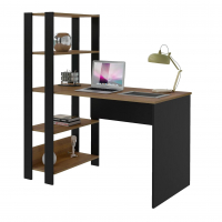 Escrivaninha Com Estante Lateral MATCH Cor Preto/Pinho - Artely na Amazon